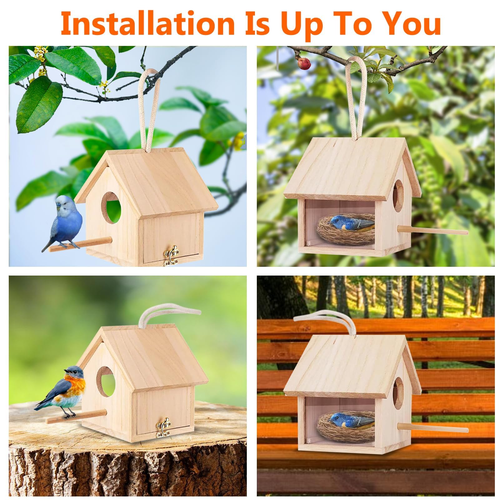 Tfwadmx birdhouse easy-hang garden showcases simple mounting for outdoor spaces