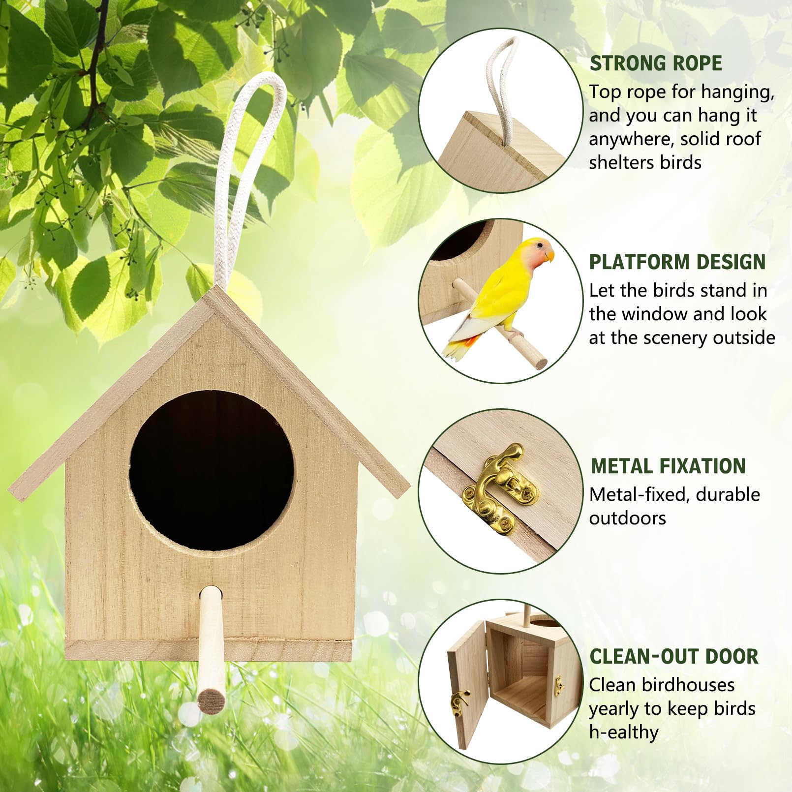 Tfwadmx birdhouse small bird perch suitable for robins and sparrows