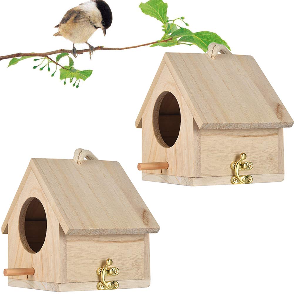 Tfwadmx wooden bird house hanging in garden for small birds