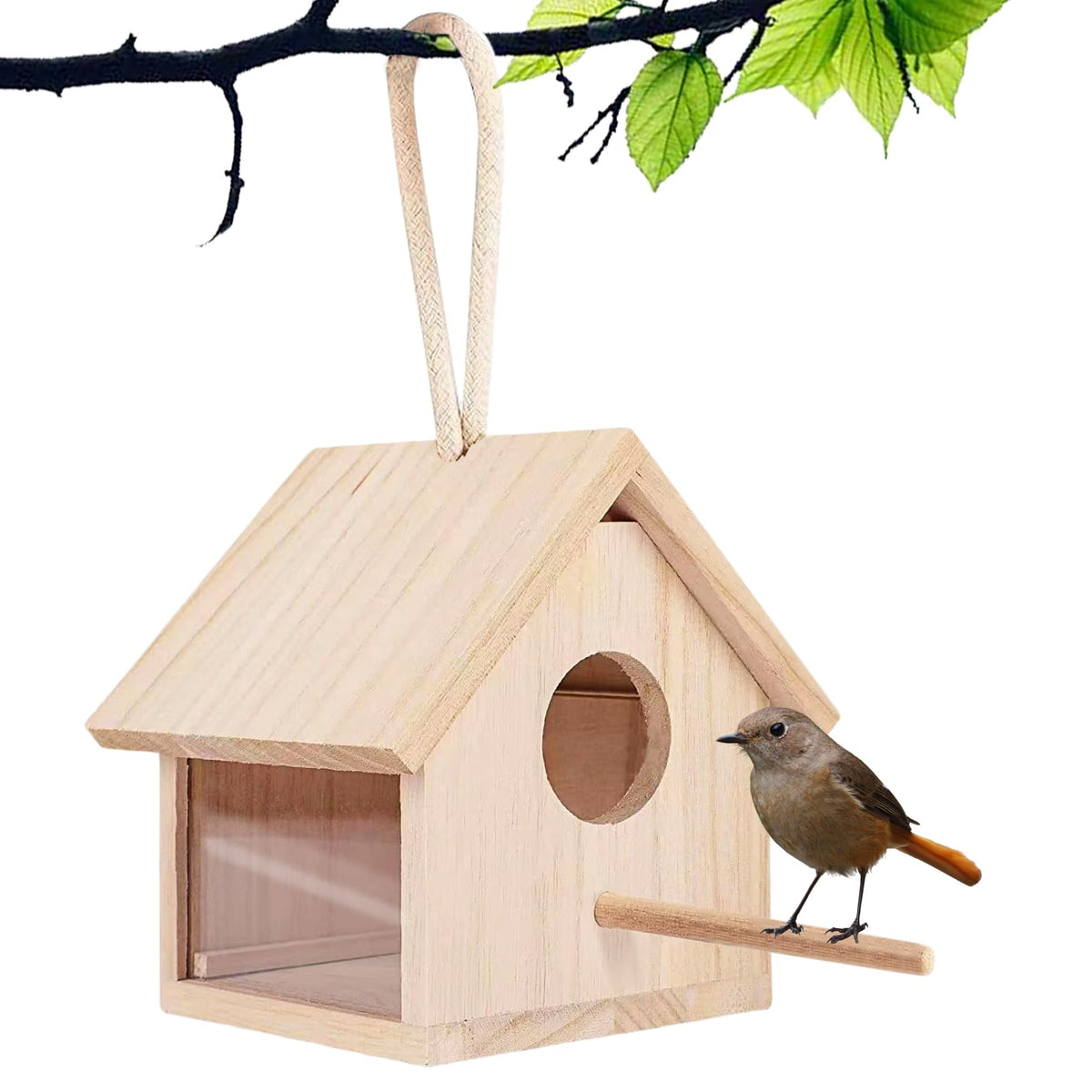 Tfwadmx wooden bird house exterior view for natural garden shelter and bird watching.
