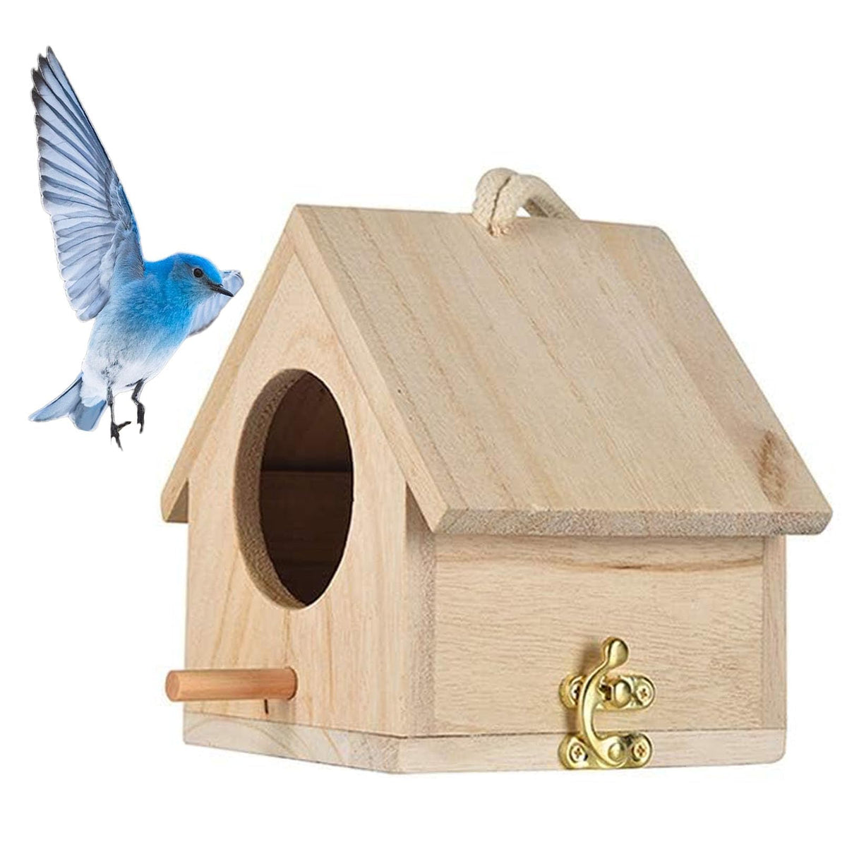 Tfwadmx wooden bird house for outdoor hanging; a charming garden shelter for small birds.