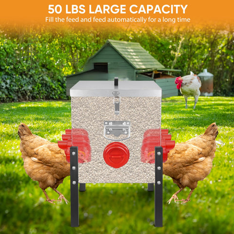 TGEYD 50LB feeder top lid close-up emphasizes weatherproof seal.