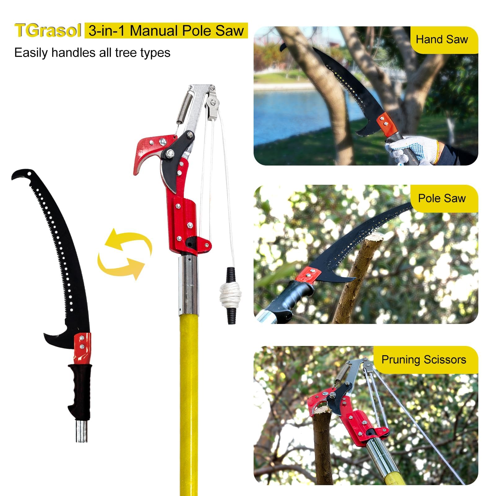 TGrasol 108-degree curved teeth boost cutting efficiency on tough branches.
