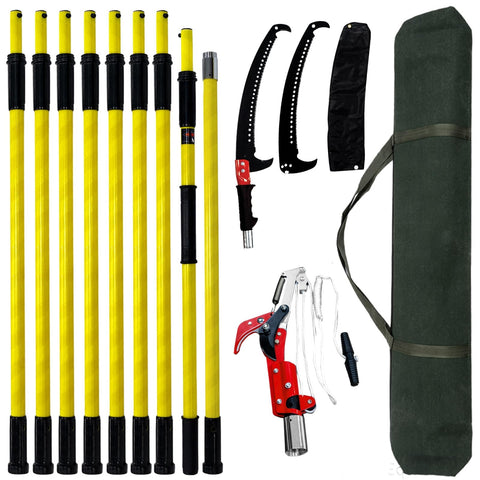 TGrasol 30 ft pole saw with extendable reach for ground-based pruning.