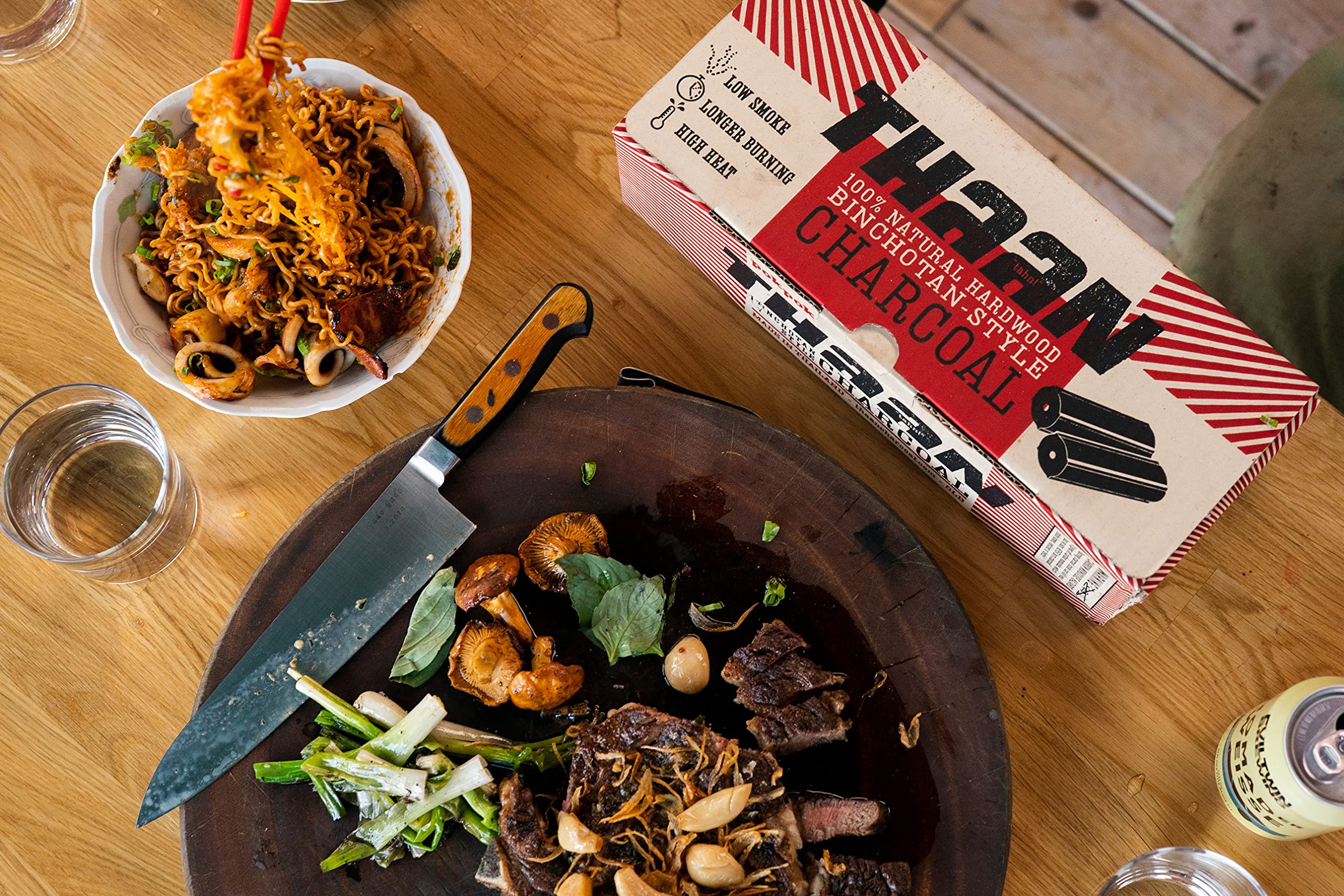 Thaan Charcoal consistent heat at 1000–1200°F for even cooking.