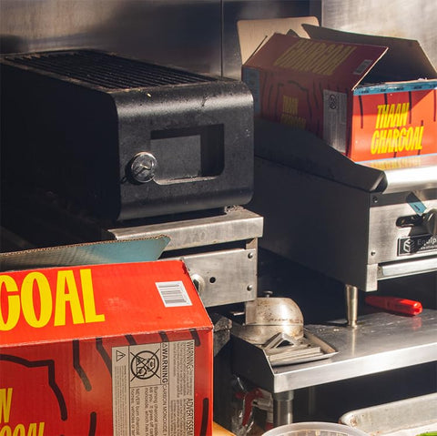 Thaan Charcoal low-ash burn keeps grates cleaner during long cooks