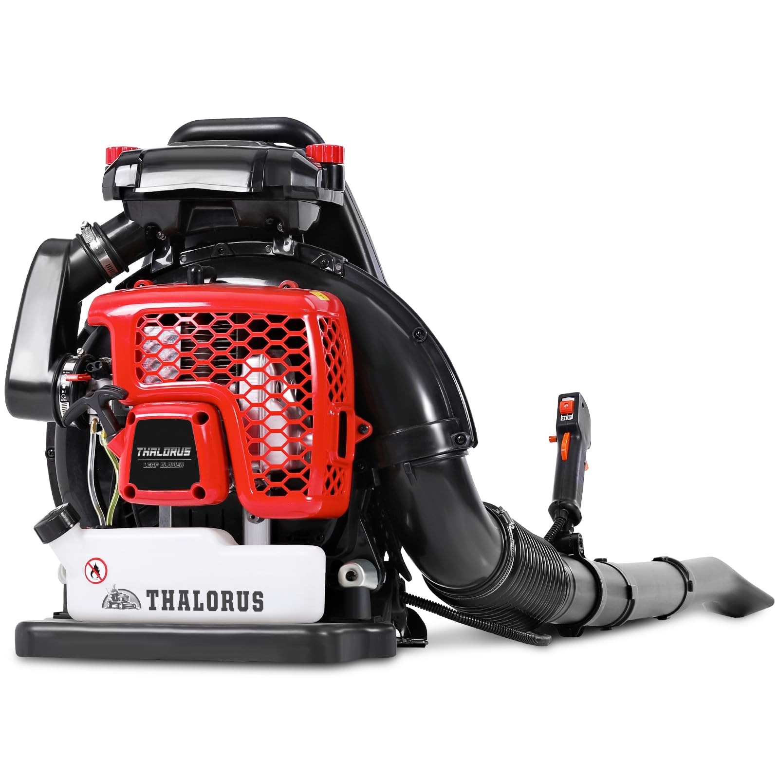 Thalorus 63CC gas backpack leaf blower powering through yard cleanup
