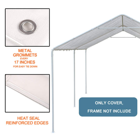 Thanaddo carport cover 16-mil thick top layer closeup shows strength.