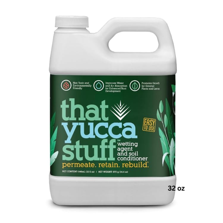 That Yucca Stuff bottle pour showing concentrated formula for effective watering.
