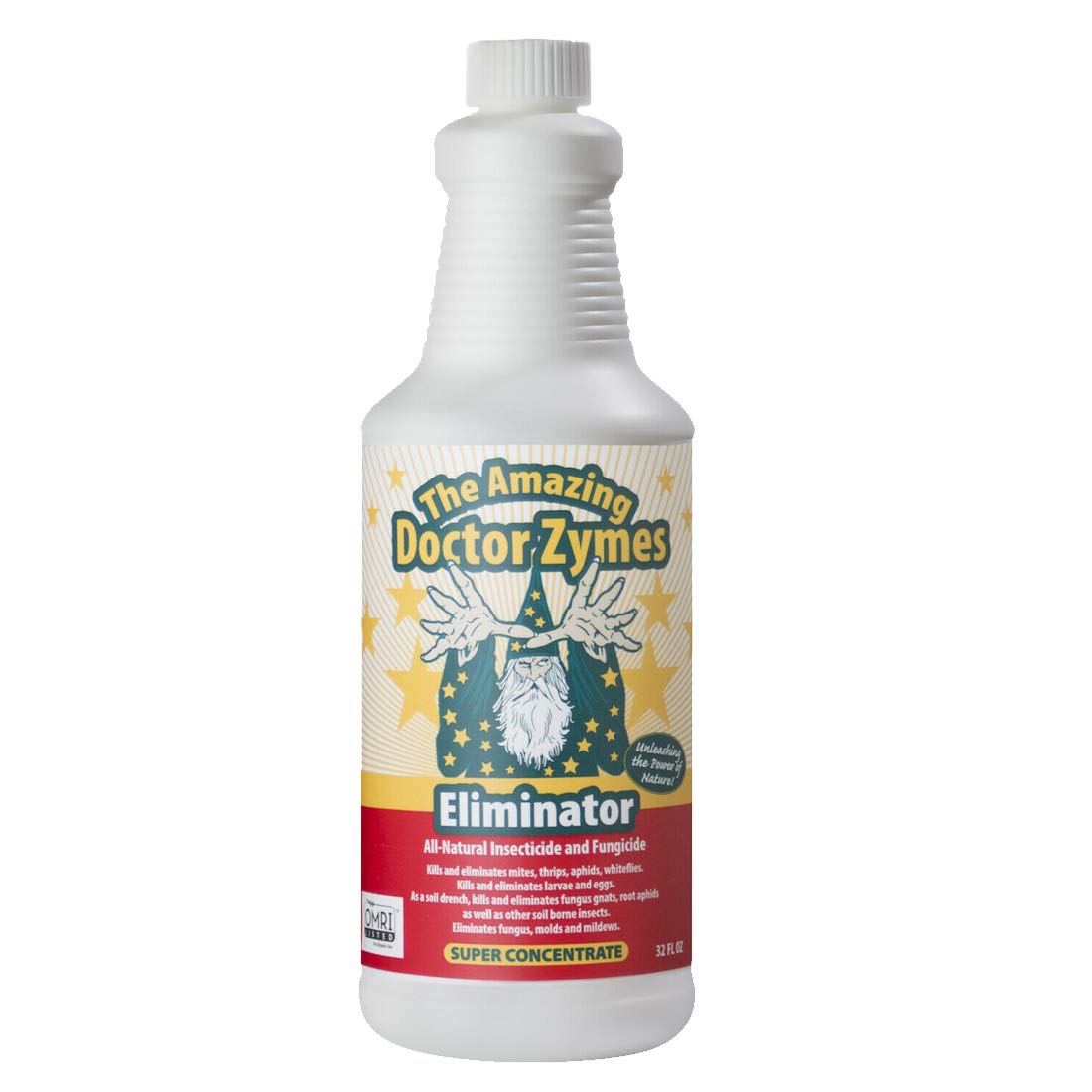 The Amazing Doctor Zymes Eliminator bottle pour, oil-free and residue-free for indoor and outdoor plant care.