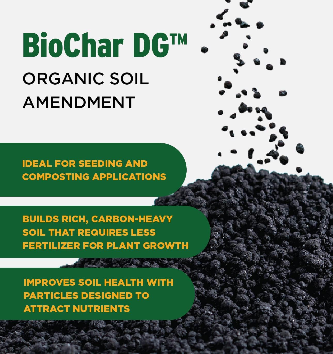 BioChar DG in soil creates improved texture and moisture retention