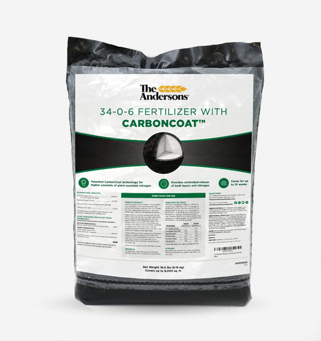 The Andersons CarbonCoat 34-0-6 fertilizer pellets for steady lawn growth