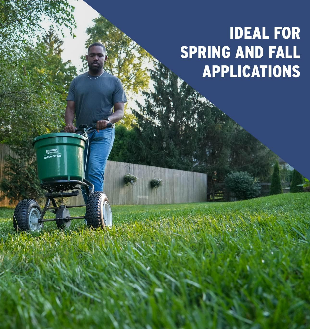 The Andersons Core 12-8-12 spring-fall feeding scene demonstrates immediate lawn nutrition.