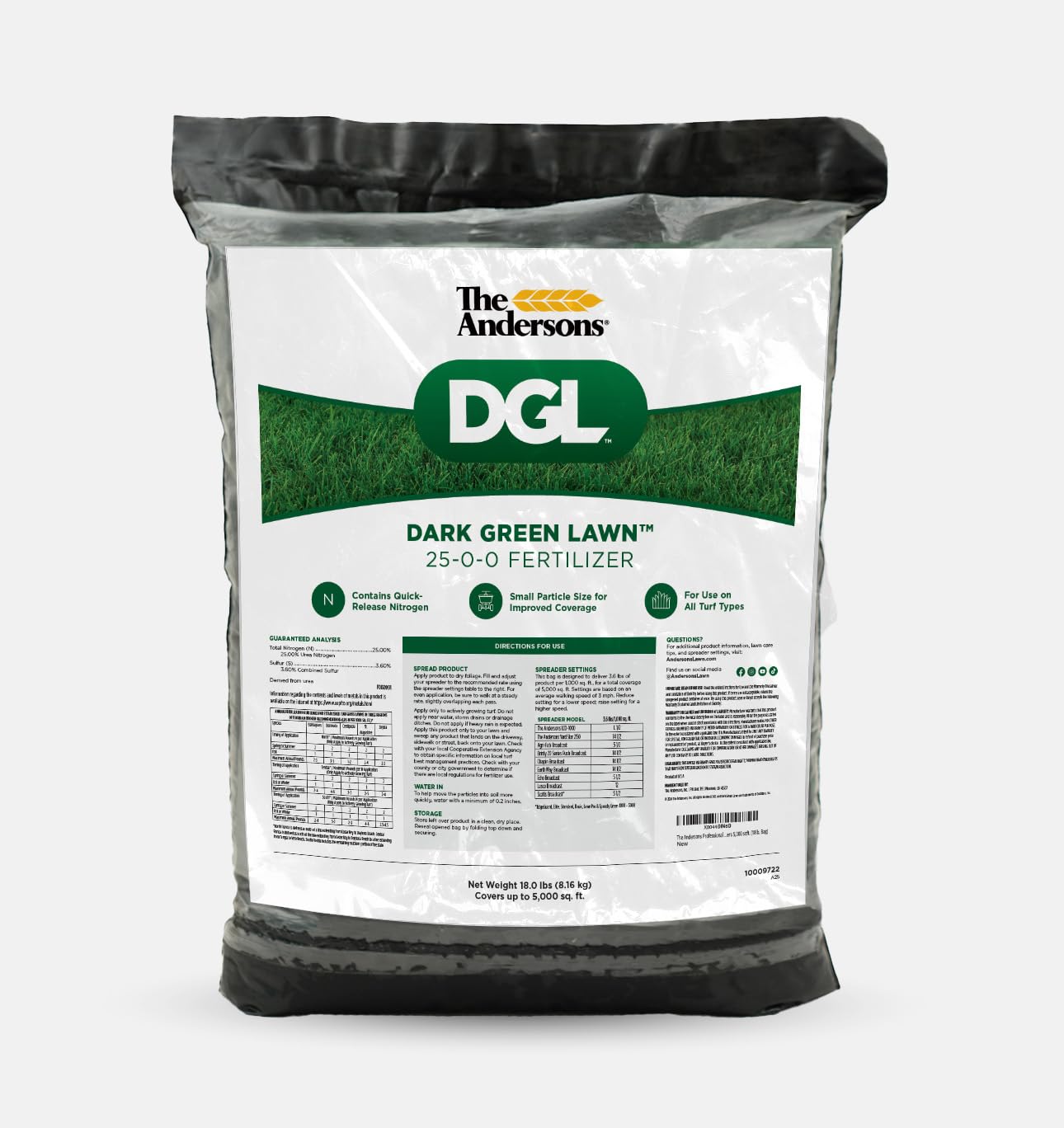 The Andersons DGL fertilizer bag for precise application and lush green lawns.