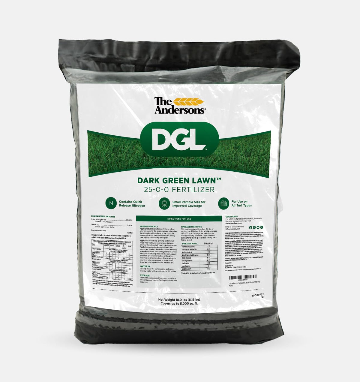 The Andersons DGL fertilizer bag for precise application and lush green lawns.