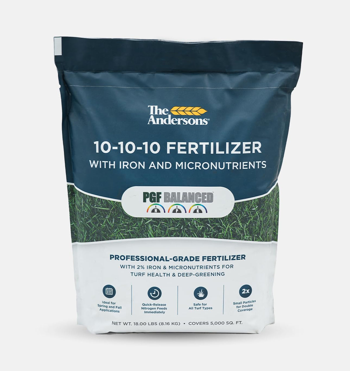 The Andersons PGF Balanced 10-10-10 fertilizer powder for even lawn coverage.