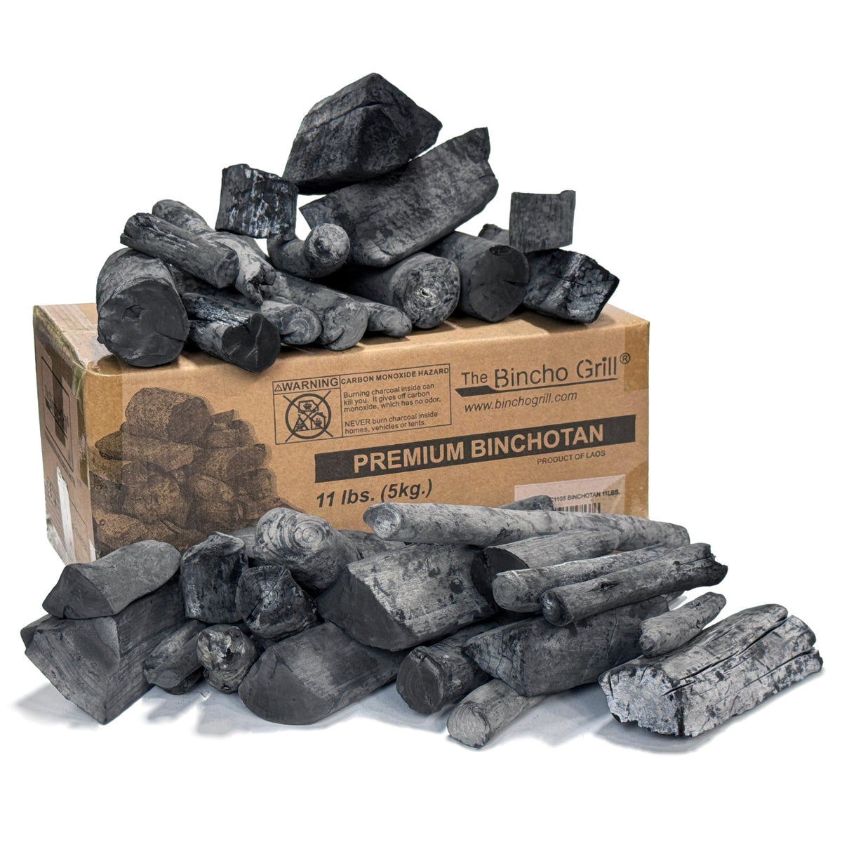 The Bincho Grill binchotan charcoal 22 lbs creates intense heat for precise yakitori grilling.