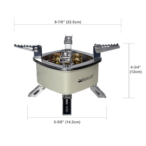 The Bincho Grill's four brass burners deliver high heat for fast grilling