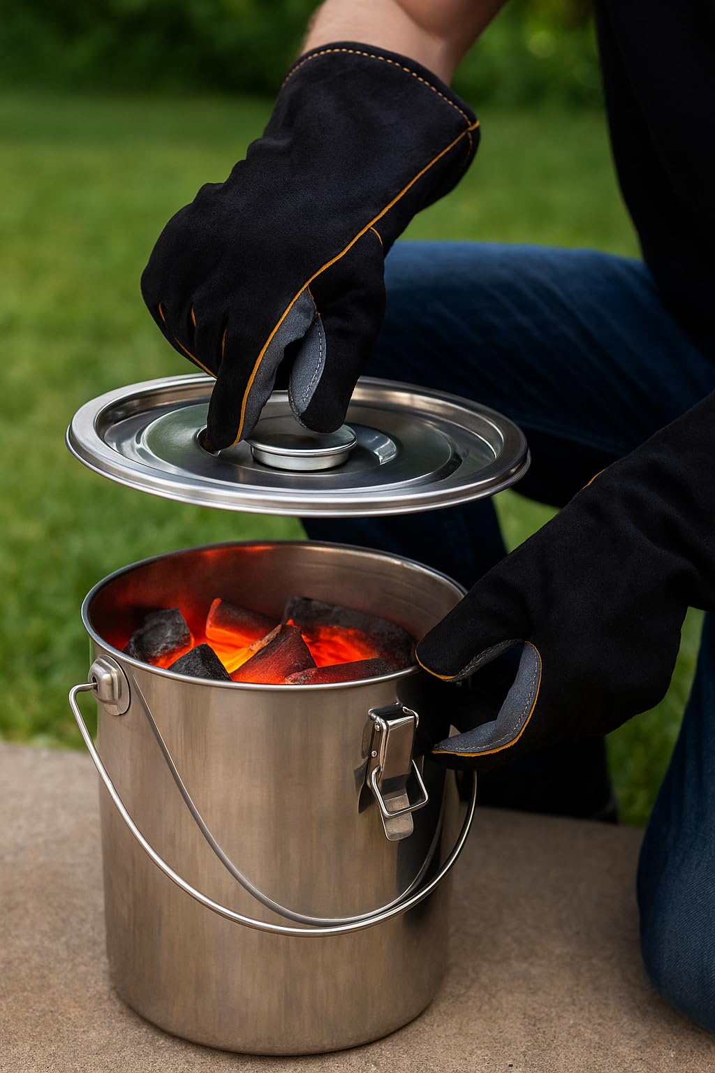 The Bincho Grill Charcoal Saver 3-gallon capacity fits home and small commercial grilling.