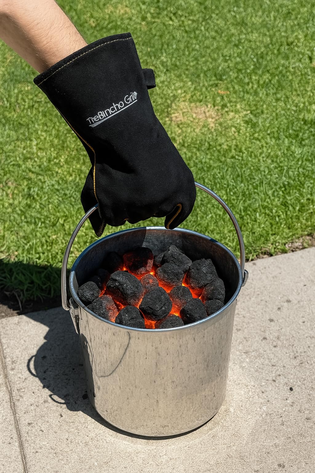 The Bincho Grill Charcoal Saver heavy-duty stainless steel resists rust for long-lasting use.