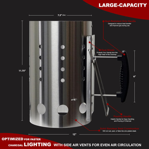 The Bincho Grill chimney starter top view highlighting wide mouth for airflow.