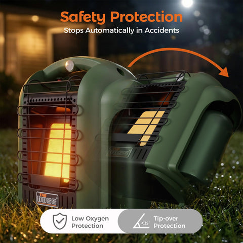 THE BOSS propane heater camping use showcases compact warmth in tents