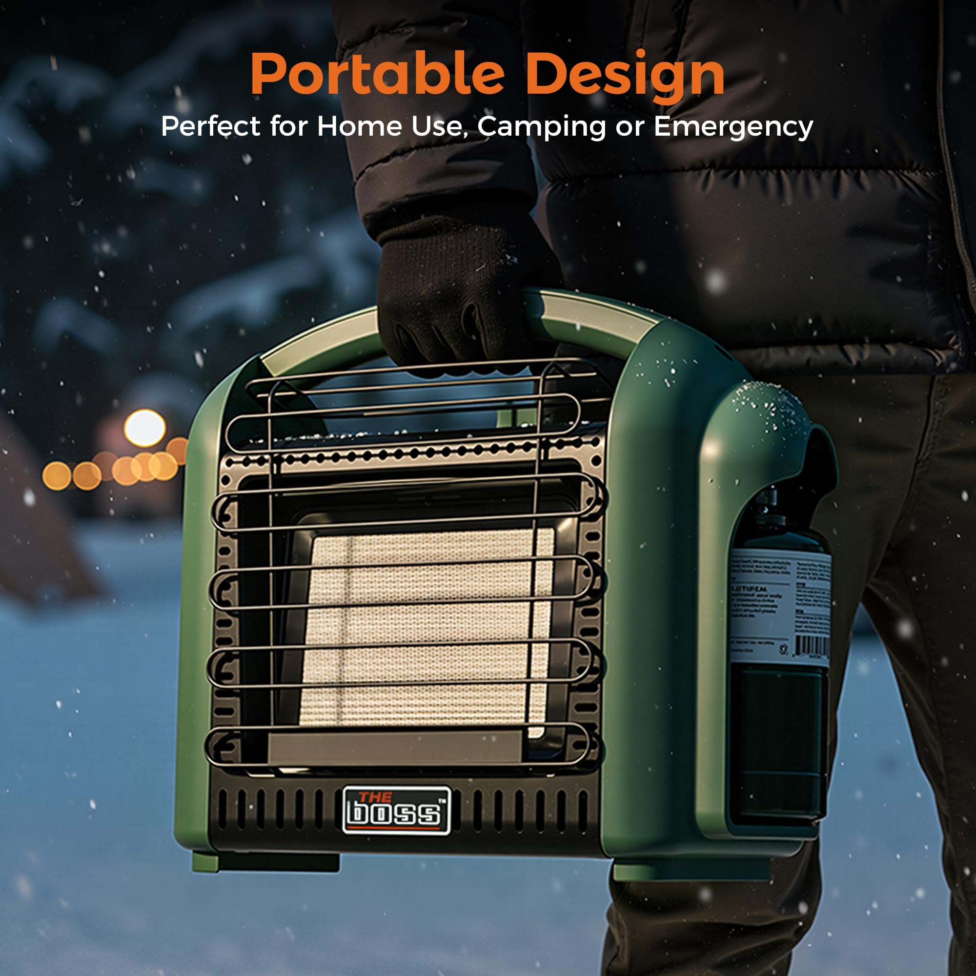 The BOSS led-light feature adds a soft glow for nighttime outdoor dining.