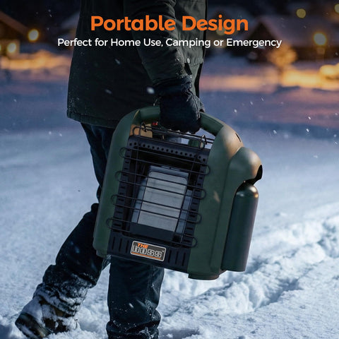 THE BOSS propane heater LED light adds ambient glow during night outdoor use