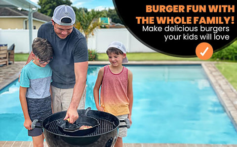 The Burger Smasher 5.5-inch diameter press fits standard buns for fast burgers