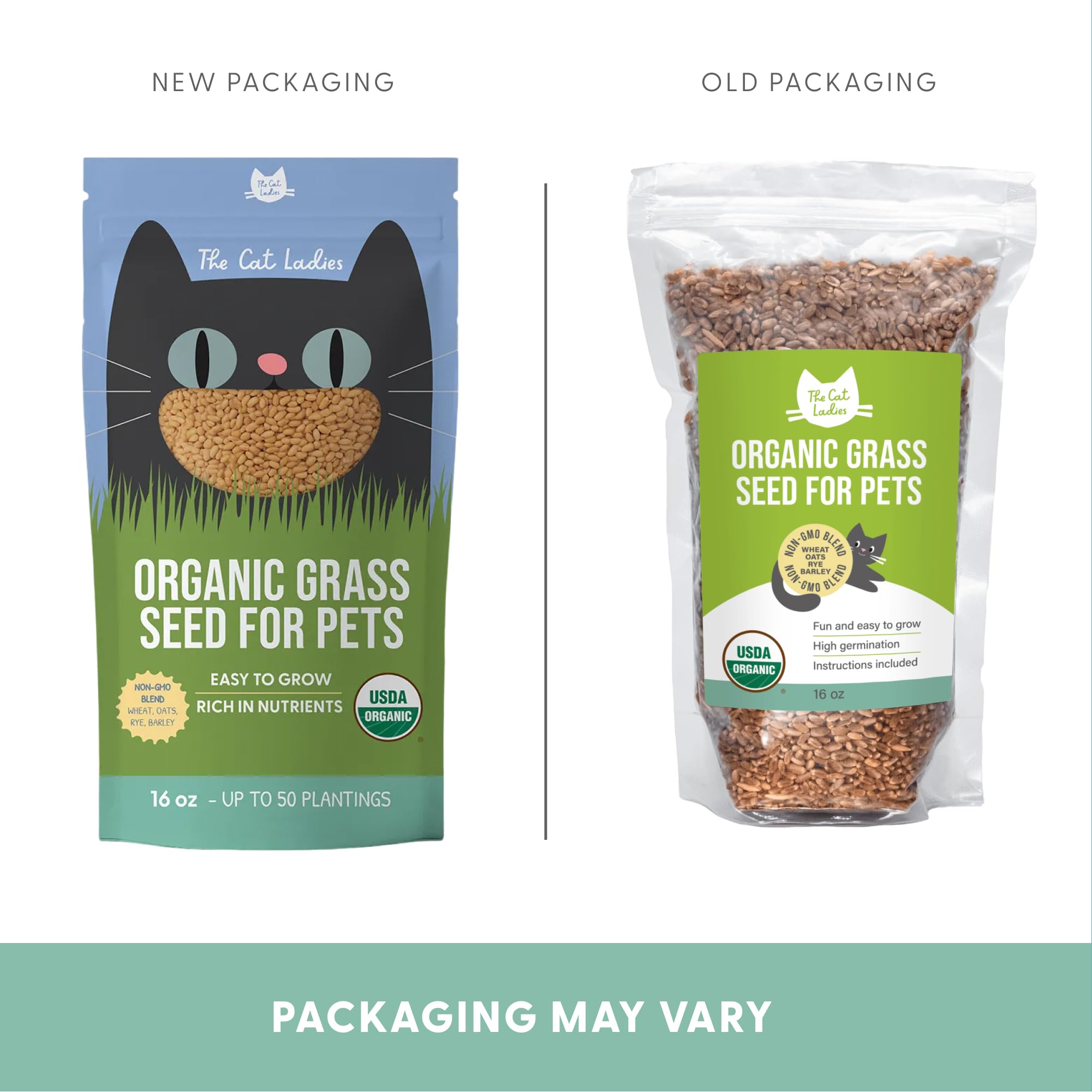 Year-round fresh cat grass with The Cat Ladies seeds.
