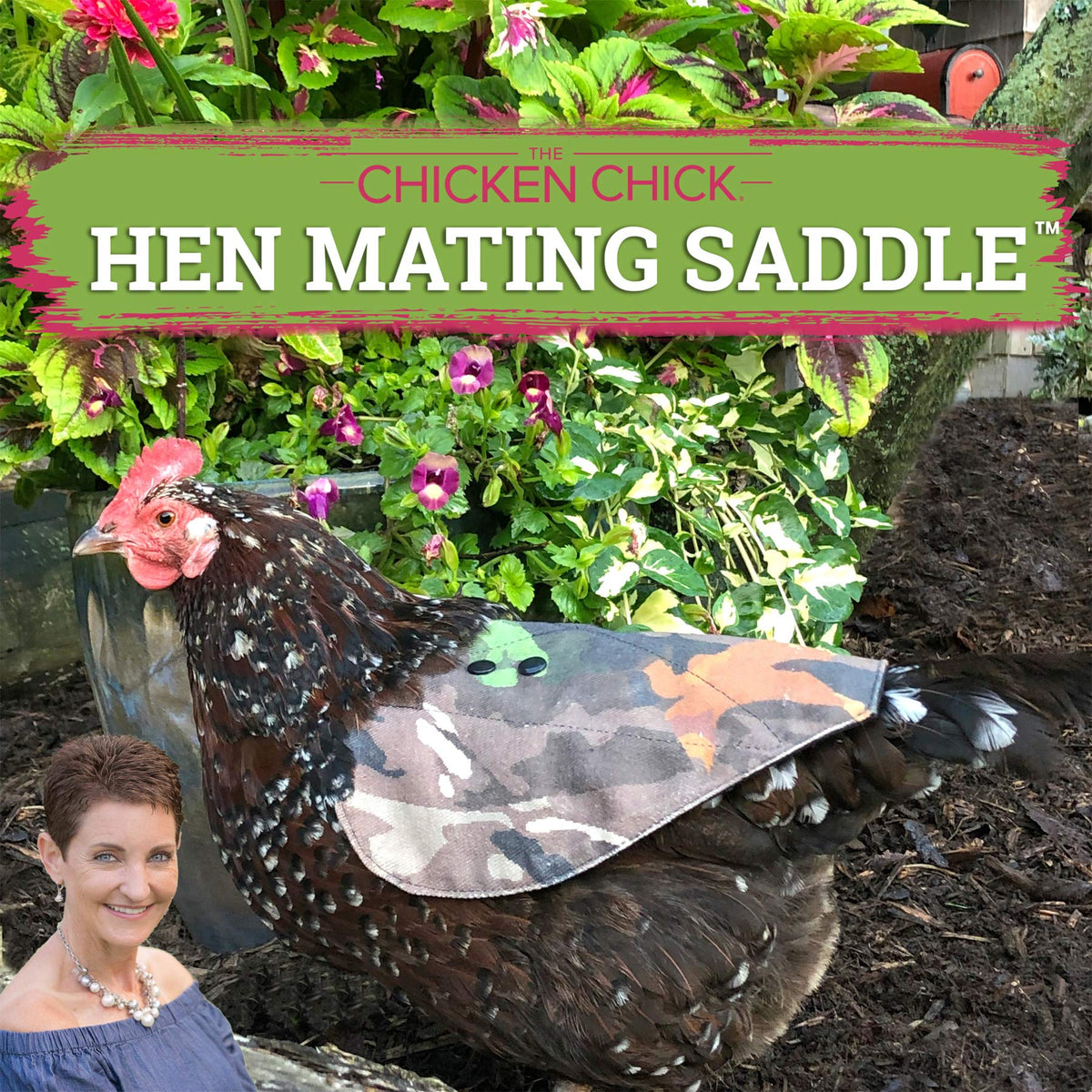 The Chicken Chick Hen Saddle coverage protects a hen with maximum coverage.
