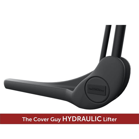 The Cover Guy lifter uses space-saving design to keep the deck clear.