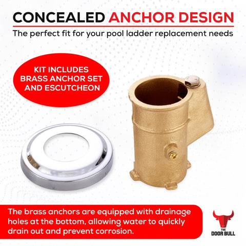 The Door Bull brass anchor kit installs quickly on standard tubing for secure handrails.