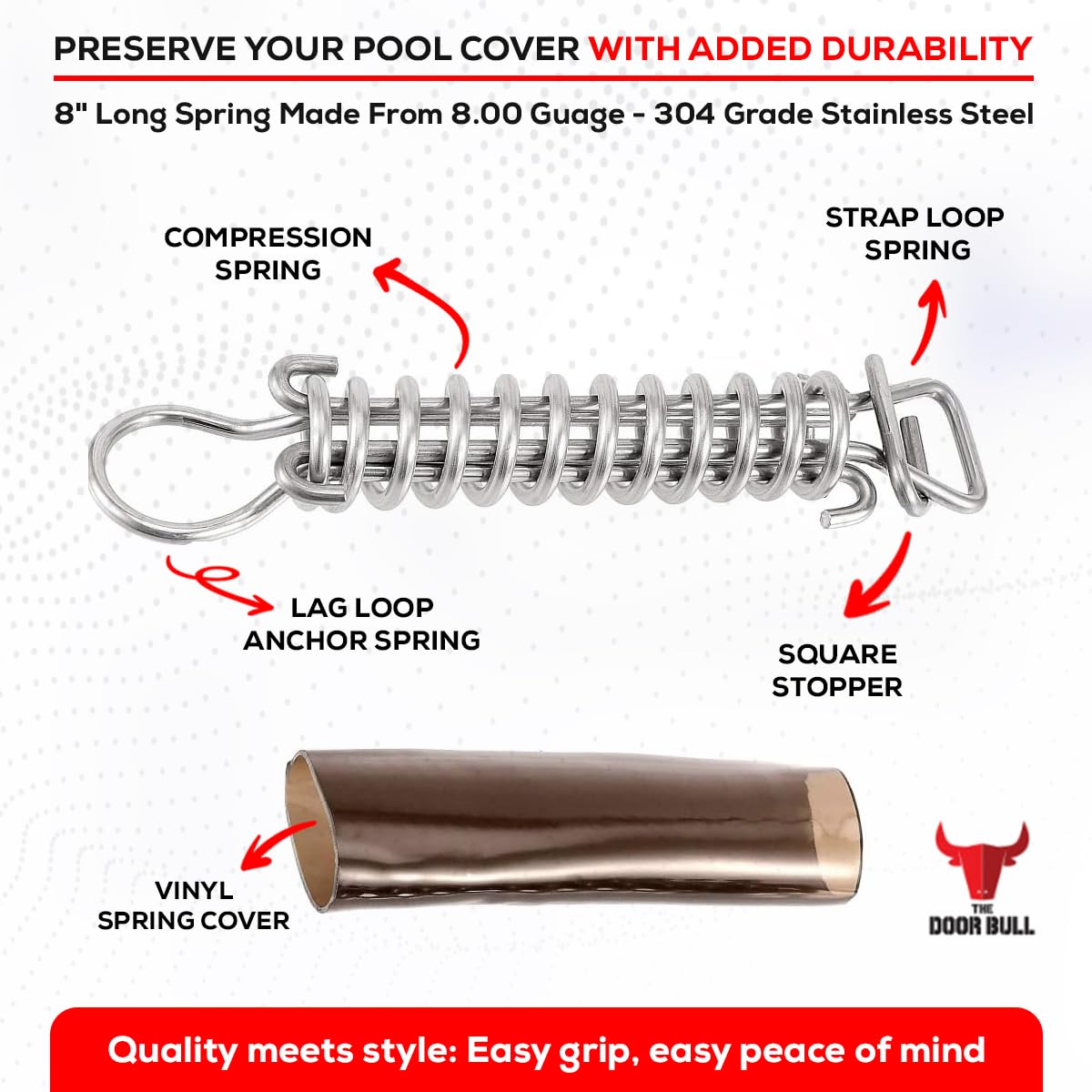 The Door Bull universal-fit spring works with major brands for flexible use.