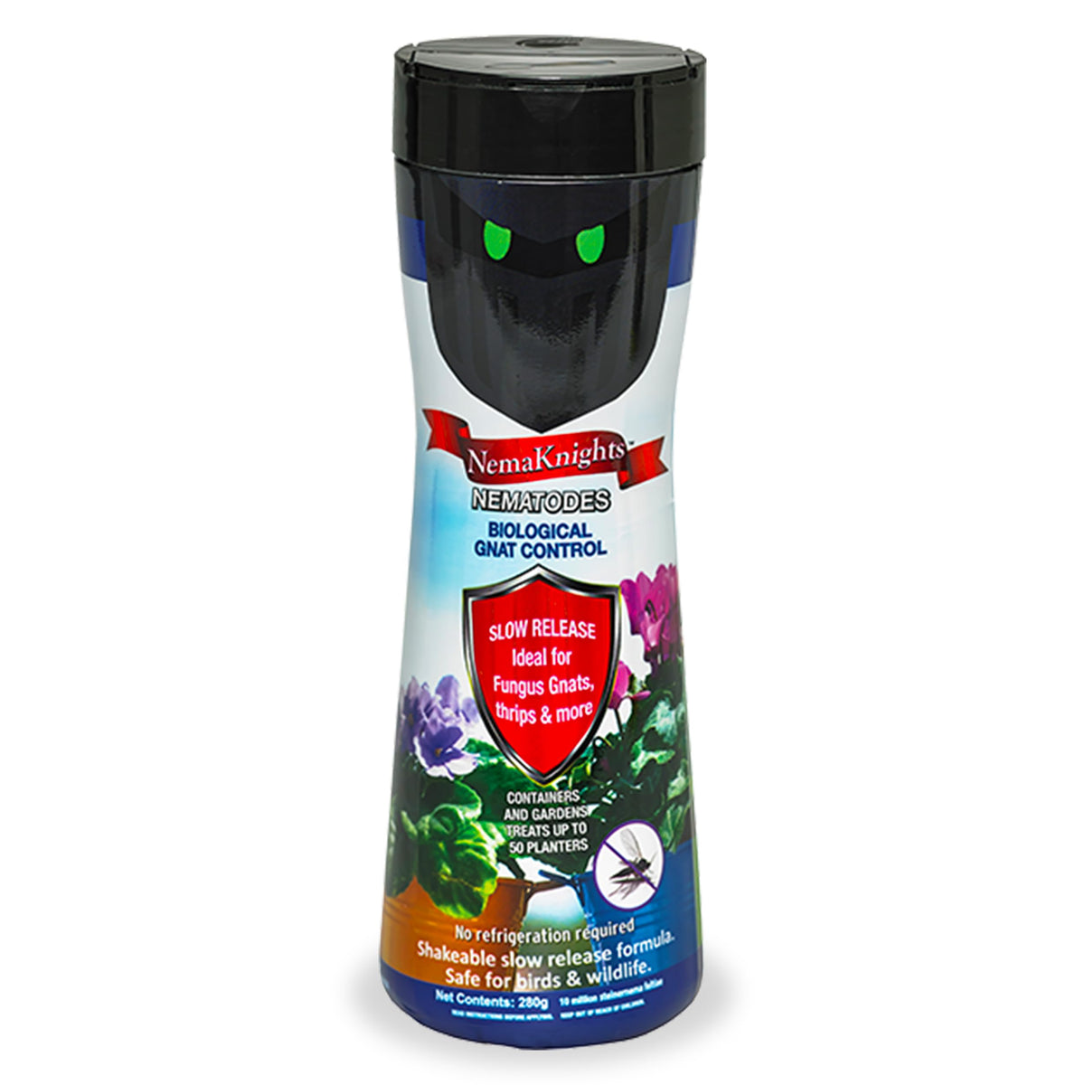 The Environmental Factor NemaKnights granules bottle for ready-to-use pest control against fungus gnats, thrips, and whiteflies.