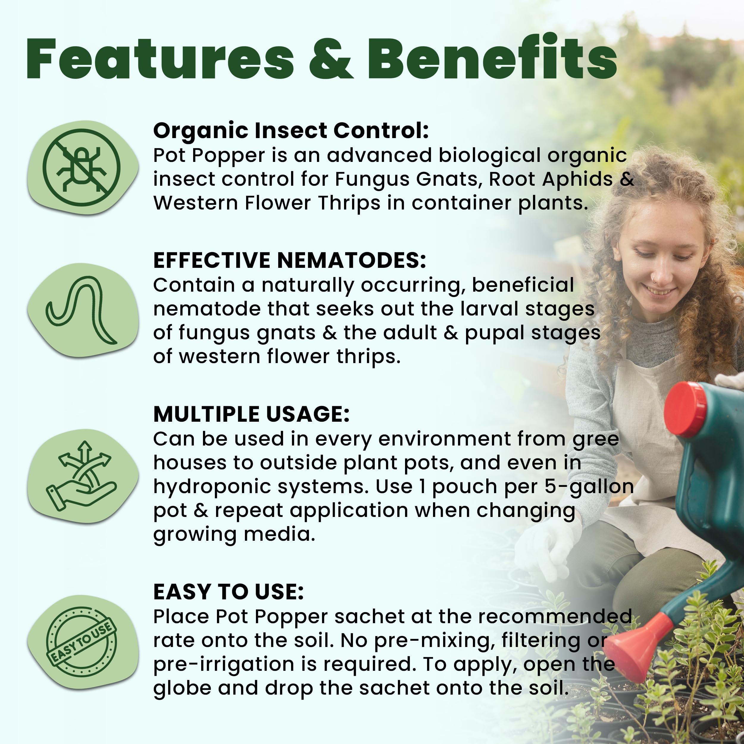 The Environmental Factor Pot Popper releasing nematodes to combat soil pests.