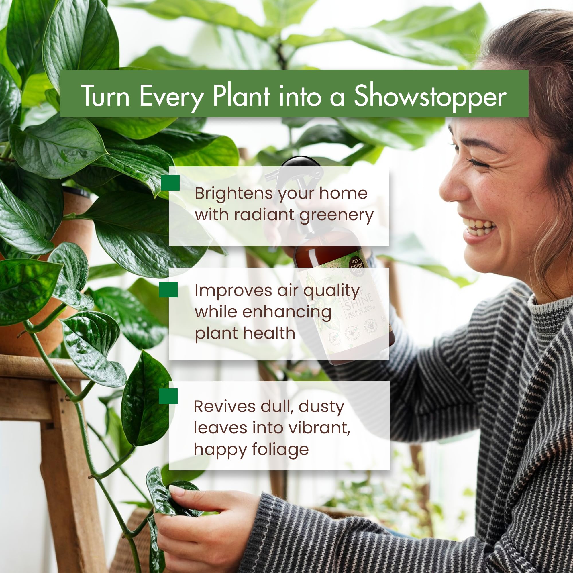 The Grow Co Leaf Shine is suitable for houseplants, veggies, and trees.