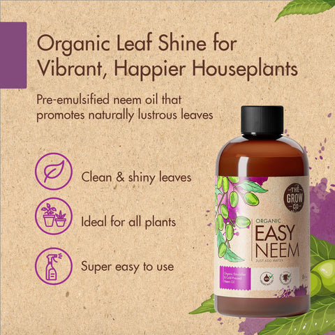 The Grow Co neem oil leaves with natural gloss after treatment