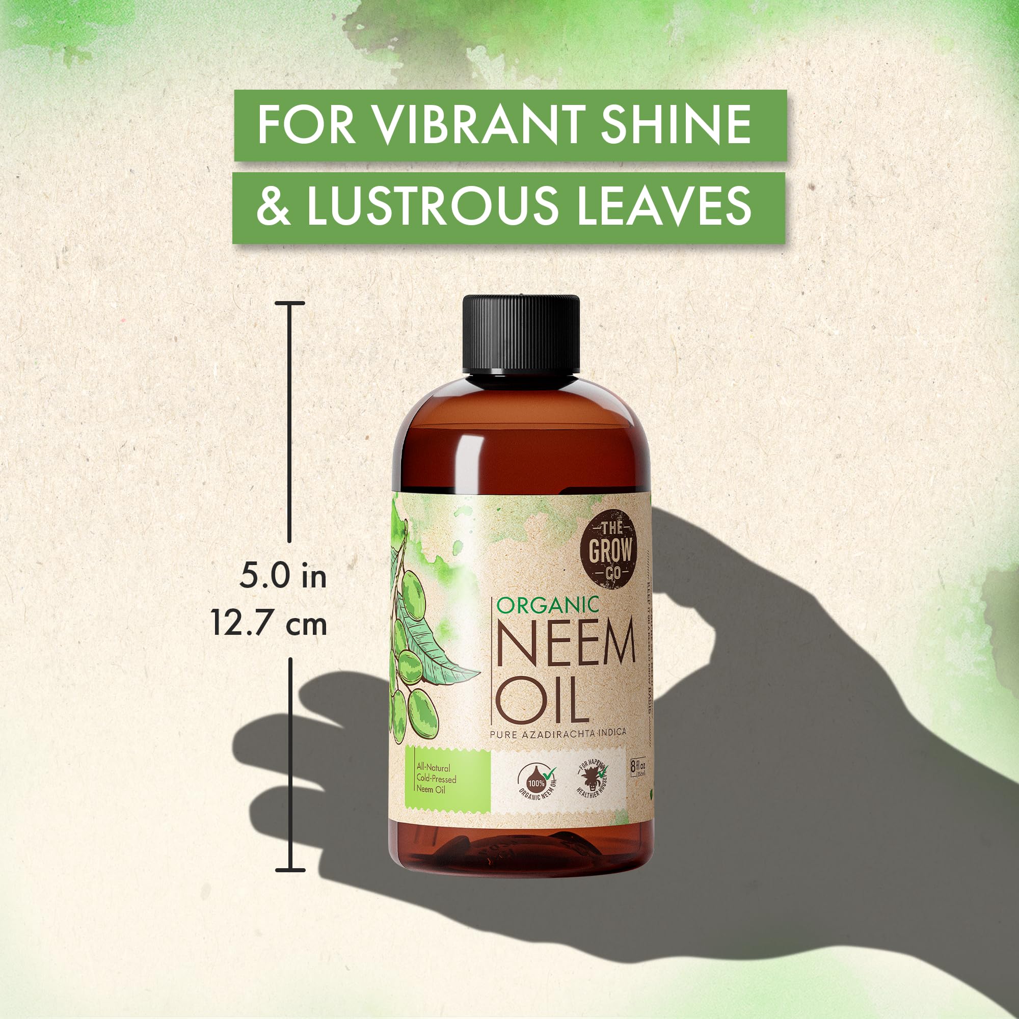 The Grow Co neem oil leaves shine on healthy foliage using a simple spray