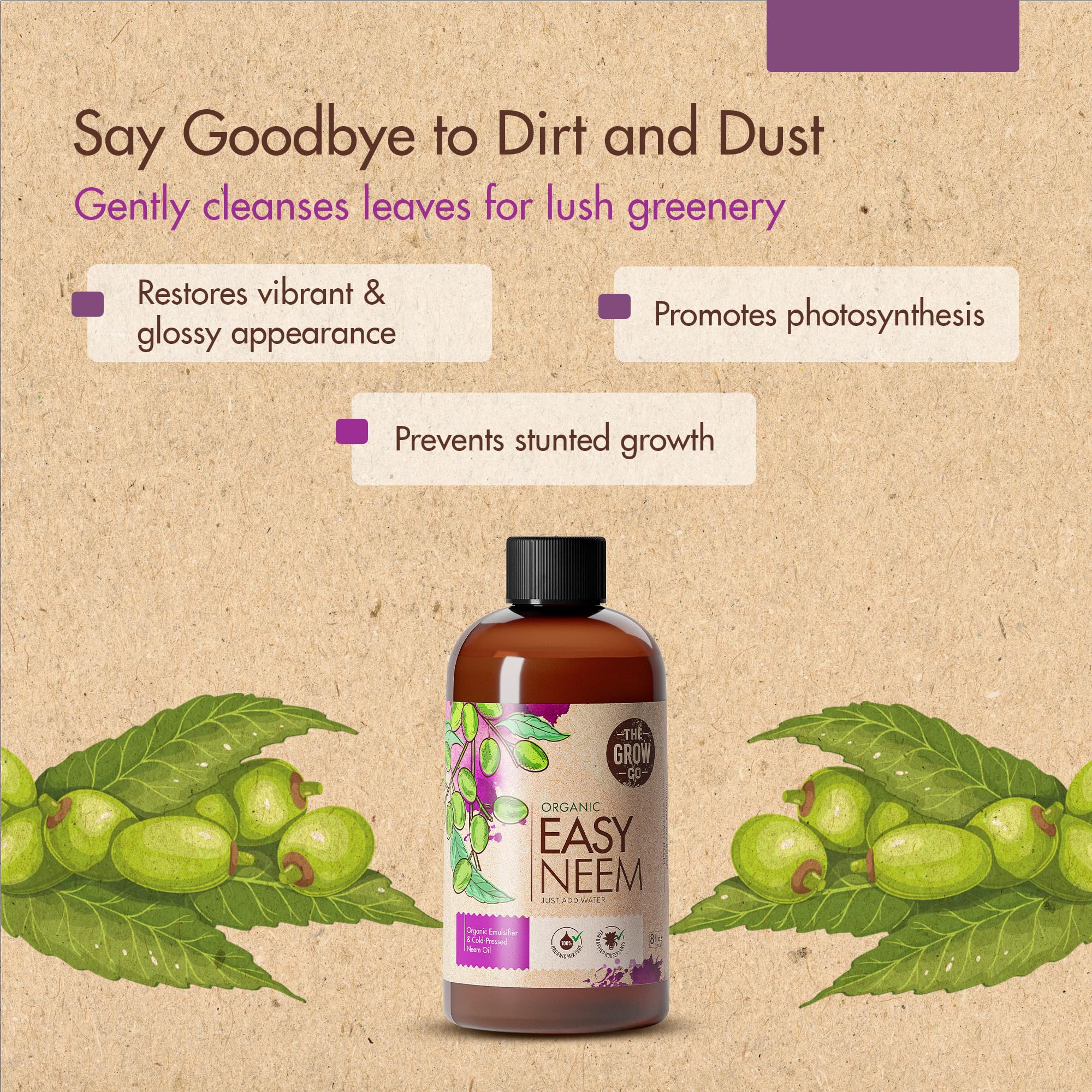 The Grow Co organic emulsifier and neem oil label on bottle