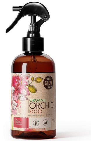 The Grow Co Organic Orchid Food Mist bottle ready for gentle weekly feeding.