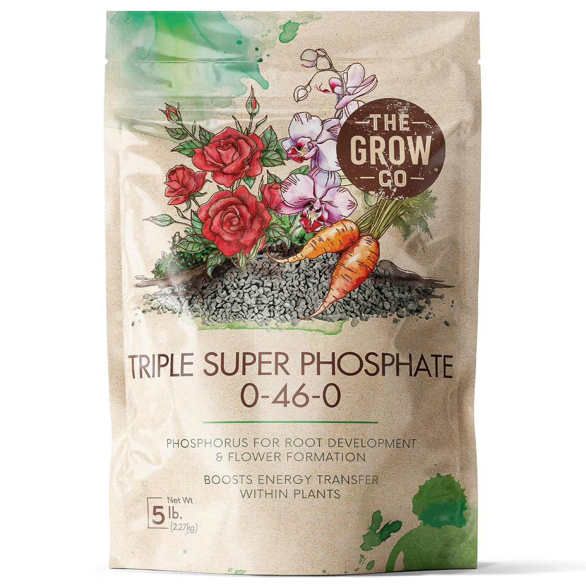 The Grow Co Triple Super Phosphate bottle supports stronger roots and better nutrient uptake.