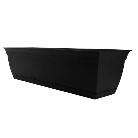 The HC Companies Eclipse window box front view in black, durable and stylish for patios.