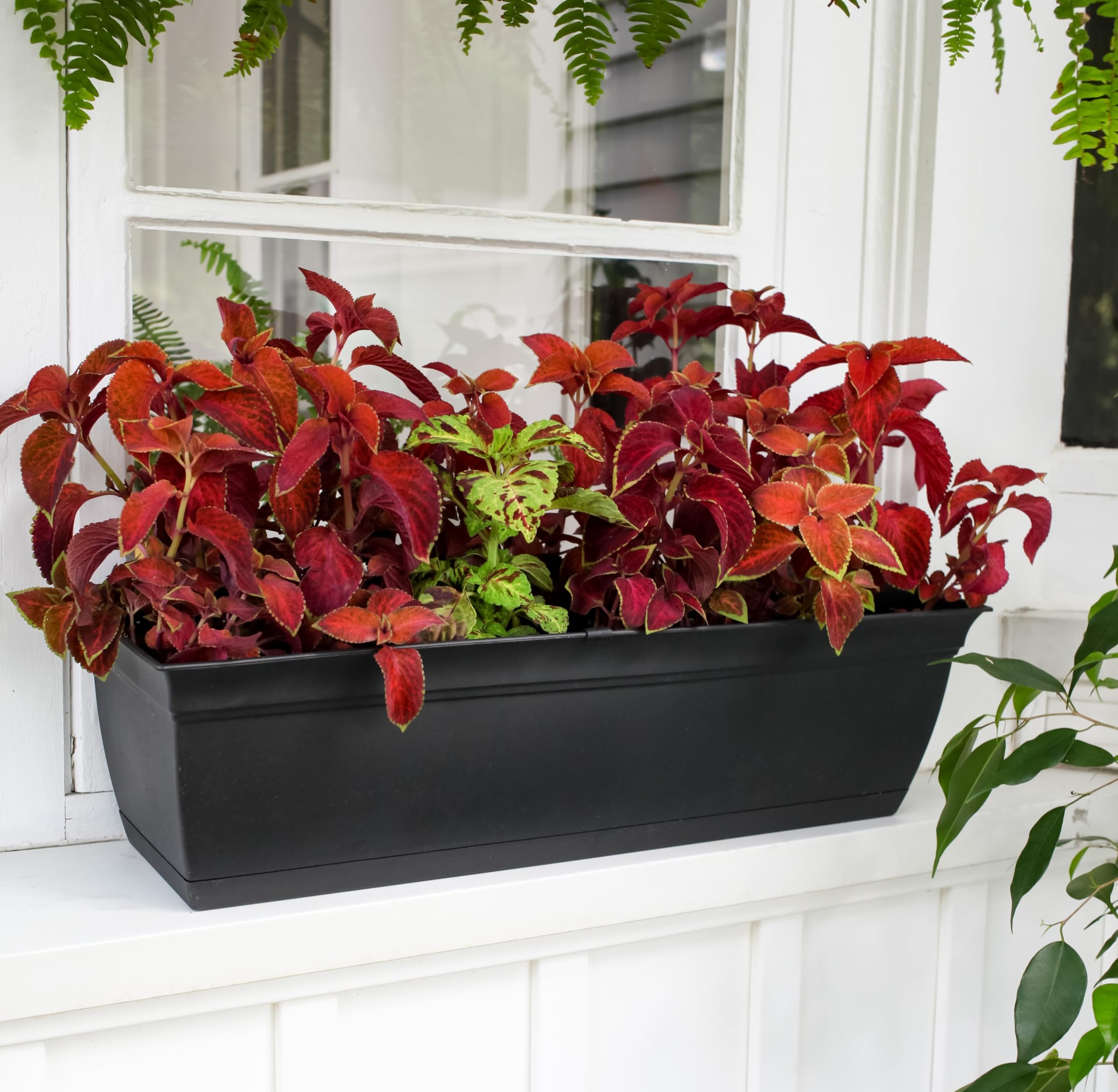The HC Companies Eclipse window box side view shows sleek outdoor decor potential.