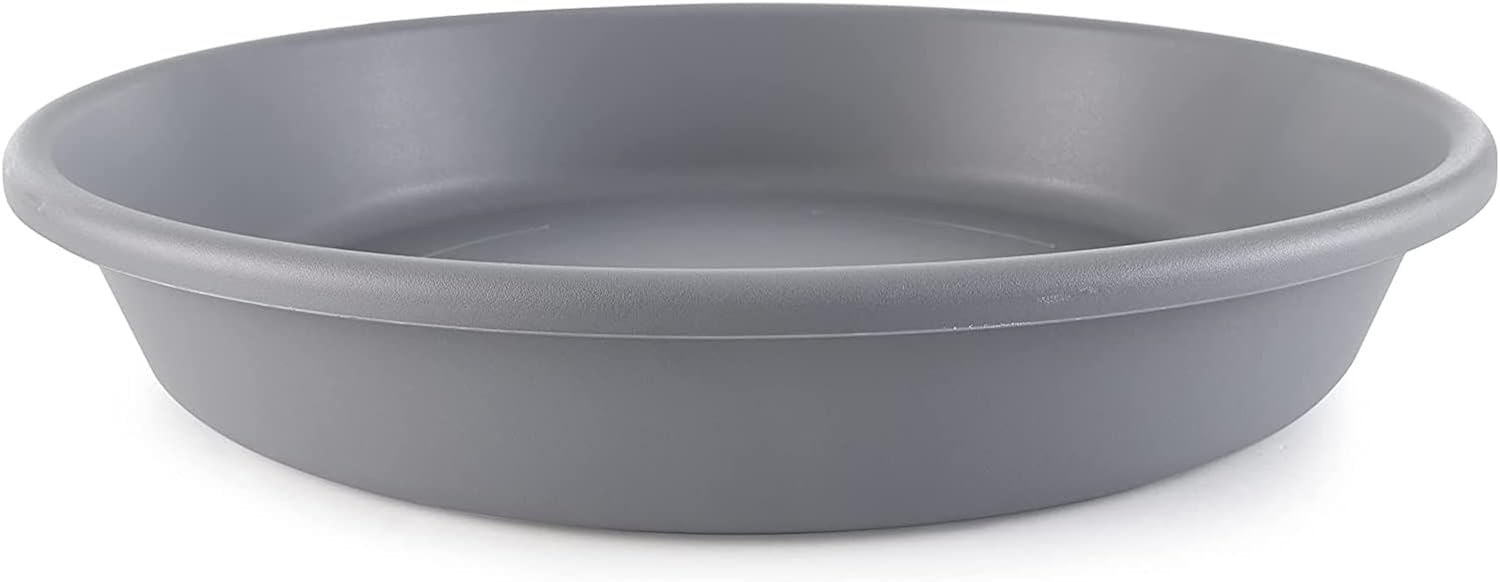 The HC Companies flower pot saucer 21-inch round tray protects surfaces from excess water.