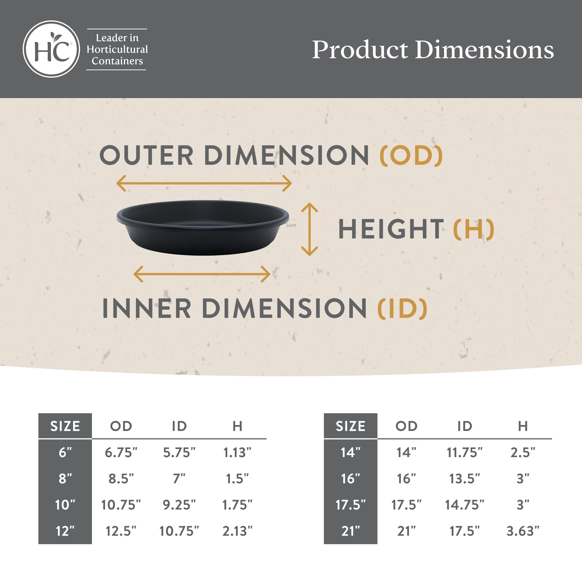 The HC Companies flower pot saucer prevents overwatering in pots.