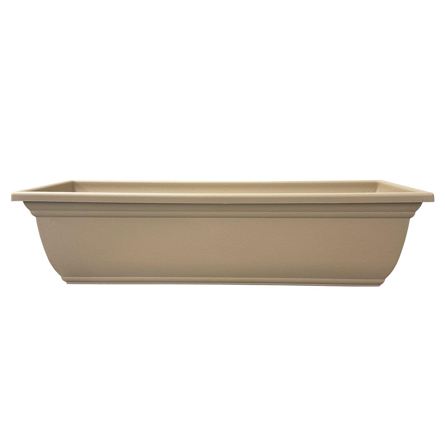 The HC Mojave planter sandstone finish enhances outdoor decor.