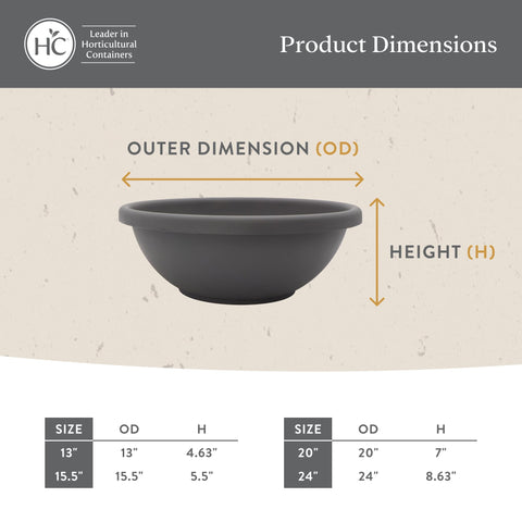 The HC Companies shallow planter interior view, ideal for succulents and herbs.