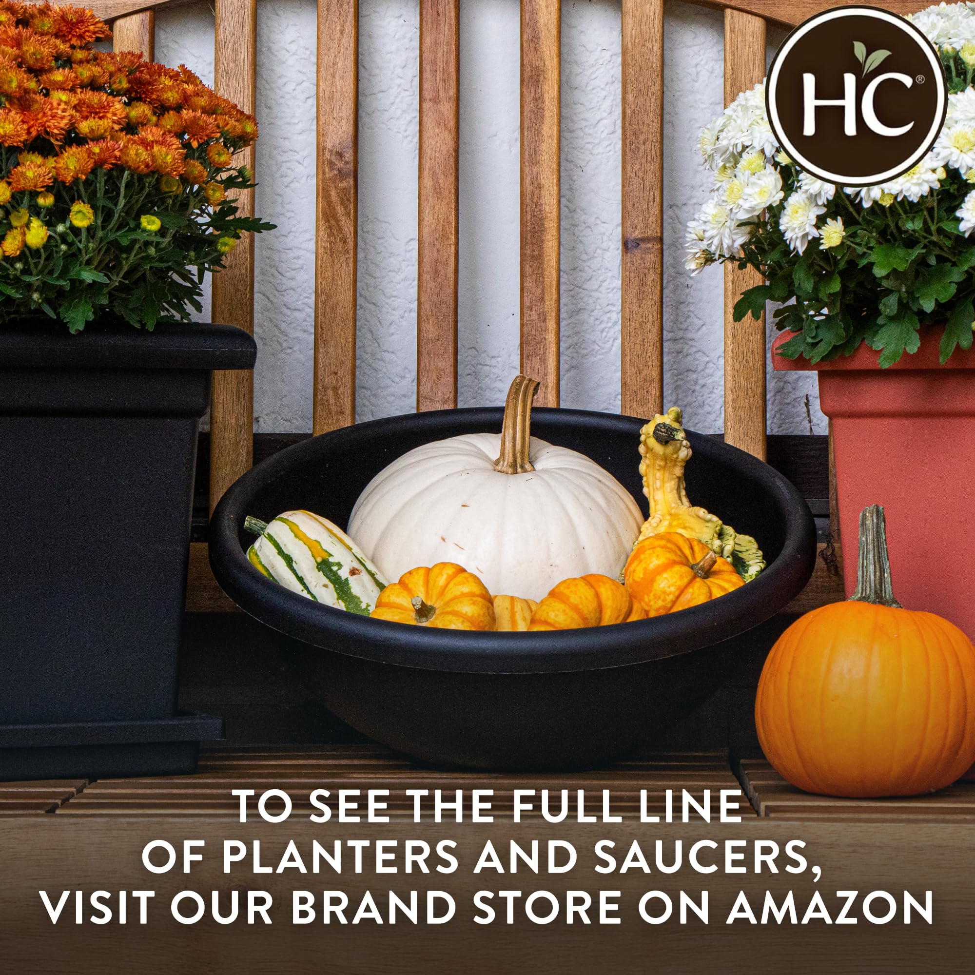 The HC Companies shallow planter round bowl shape, ideal for low-growing plants.