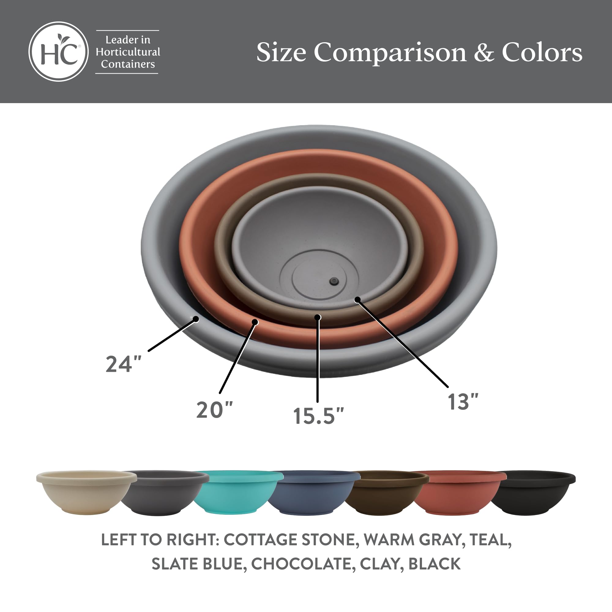 The HC Companies shallow planter shown on a patio, a stylish outdoor decor option.